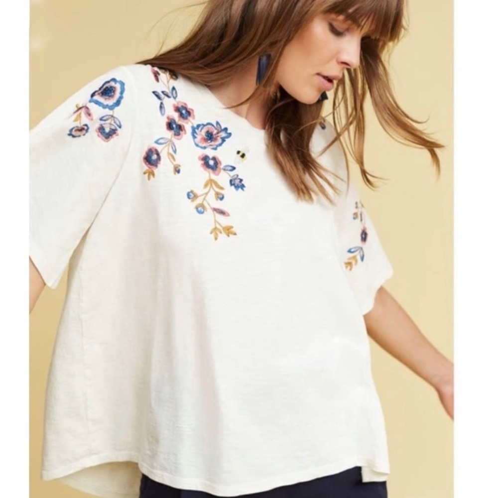 Akemi + Kin (Anthropologie) floral embroidered top